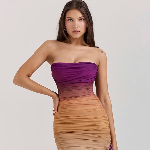 House of CB Sofie Ombre Mesh Strapless Mini Dress - Size Medium (Brand New with - Picture 1 of 9